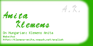 anita klemens business card